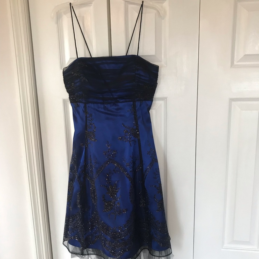 Black and Blue Short Formal Dress Corset Back